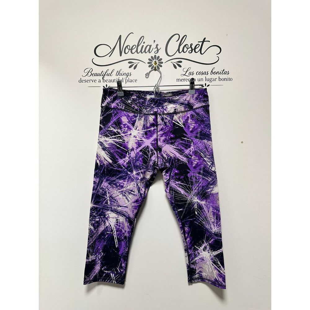 Marc New York MNY Performance Purple Abstract Capri Leggings Large EUC